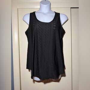 Women's Black Sleeveless Eyelet Tank Top NWT Sz XL